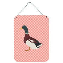 Caroline's Treasures BB7856DS1216 Rouen Duck Pink Check Wall or Door Hanging Prints, 12x16, multicolor