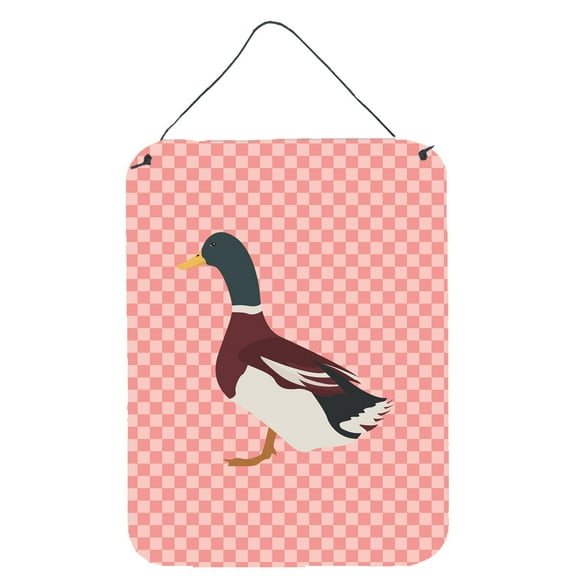 Caroline's Treasures BB7856DS1216 Rouen Duck Pink Check Wall or Door Hanging Prints, 12x16, multicolor