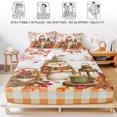 thumbnail image 5 of Full Size Fitted Sheet Set - Hedgehog Fall 3 Piece Bedding Sets 16" Deep Pocket Fitted Sheet with 2 Pillowcases, Thanksgiving Pine Cones Maple Wooden Plaid Brushed Microfiber Hotel Luxury Bed Sheets, 5 of 9