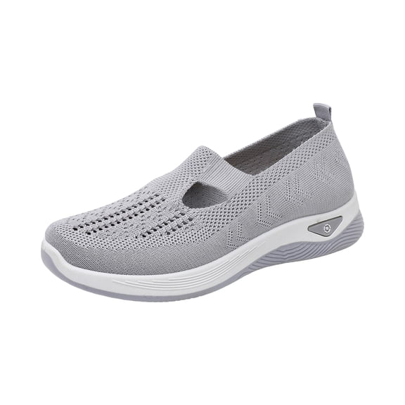 Domzle Womens Orthopedic Shoes Slip-On Flats Wide Toe Box Casual Sneakers Walking Shoes Non Slip All Season 2026 Gray 41