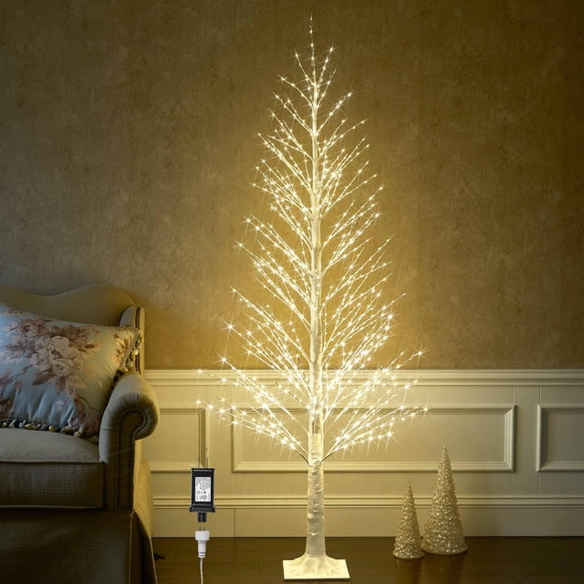 Luces LED Hairui con forma de ramita blanca con forma de árbol alpino, 6 pies y 810 pulgadas