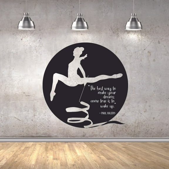 Make Your Dreams Come True Gymnastics Motivation Quote Wall Sticker Art Decal for Girls Boys Room Bedroom Dance Studio Garage House Fun Home Decor Stickers Wall Art Vinyl Decoration Size (20x20 inch)