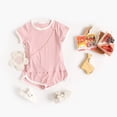 thumbnail image 2 of LAPAKIDS Baby Girl Clothes Summer Toddler Girls Casual Outfits 12M 18M Solid Tops+Shorts Sets, 2 of 7