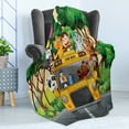 thumbnail image 4 of Zoo Soft Flannel Fleece Throw Blanket, Animals Balloons Riding on a Bus Travel Road Journey in Wilderness Scenery Print, Cozy Plush for Indoor and Outdoor Use, 70" x 90", Multicolor, by Ambesonne, 4 of 5