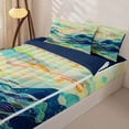 thumbnail image 3 of Castle Fairy Watercolor Pastel Wave Mountain Zipper Full Size Comforter Sets with Fitted Sheet and 2 Pillowcases,Multi-Tone Layered Landscape Zipper Bedding Set,Cream Blue,Navy Blue Reversible,4pcs, 3 of 6
