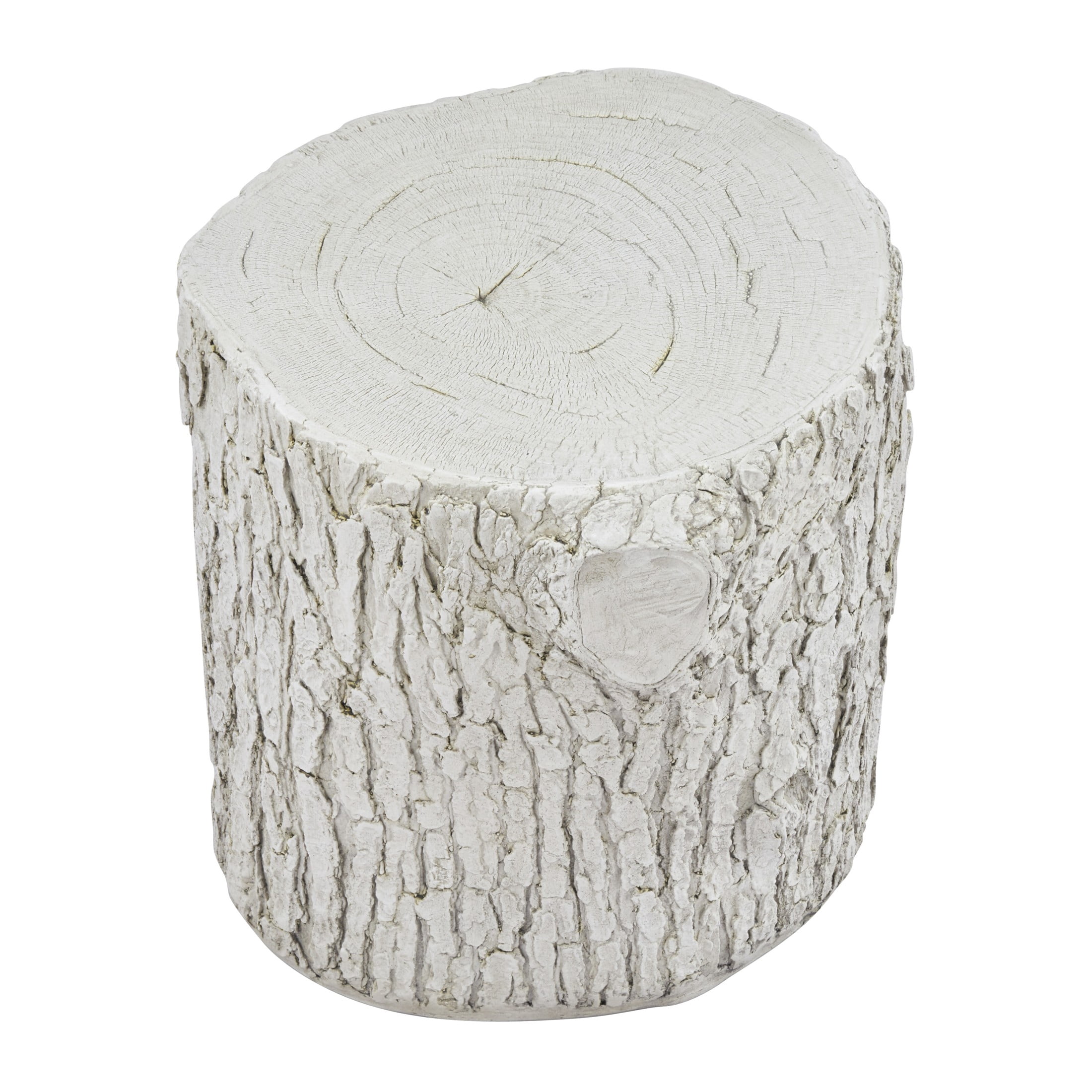 Christopher Knight Home 15.3” Tree Stump Side Table, MGO Accent Table with Realistic Wood Texture, White