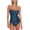Blue Leaf, variant on Women's Navy Blue Padded Twist Front Ruched One Piece Swimwear Bandeau Strapless Sexy Swimsuit for Women Open Back Tummy Control One piece Bathing Suit with Removable Strap