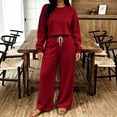 thumbnail image 6 of Luvrsol Womens Sets 2 Piece Outfits Solid Relaxed Tracksuit Set Crew Neck Long Sleeve Shirt & Loose Long Pants S-2XL, 6 of 9