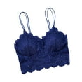 thumbnail image 2 of OUSITAID Spaghetti Straps Beauty Back Lady Bra Wire Free Flower Pattern Lace Push Up Stretchy Bra for Jogging Royal Blue L, 2 of 13