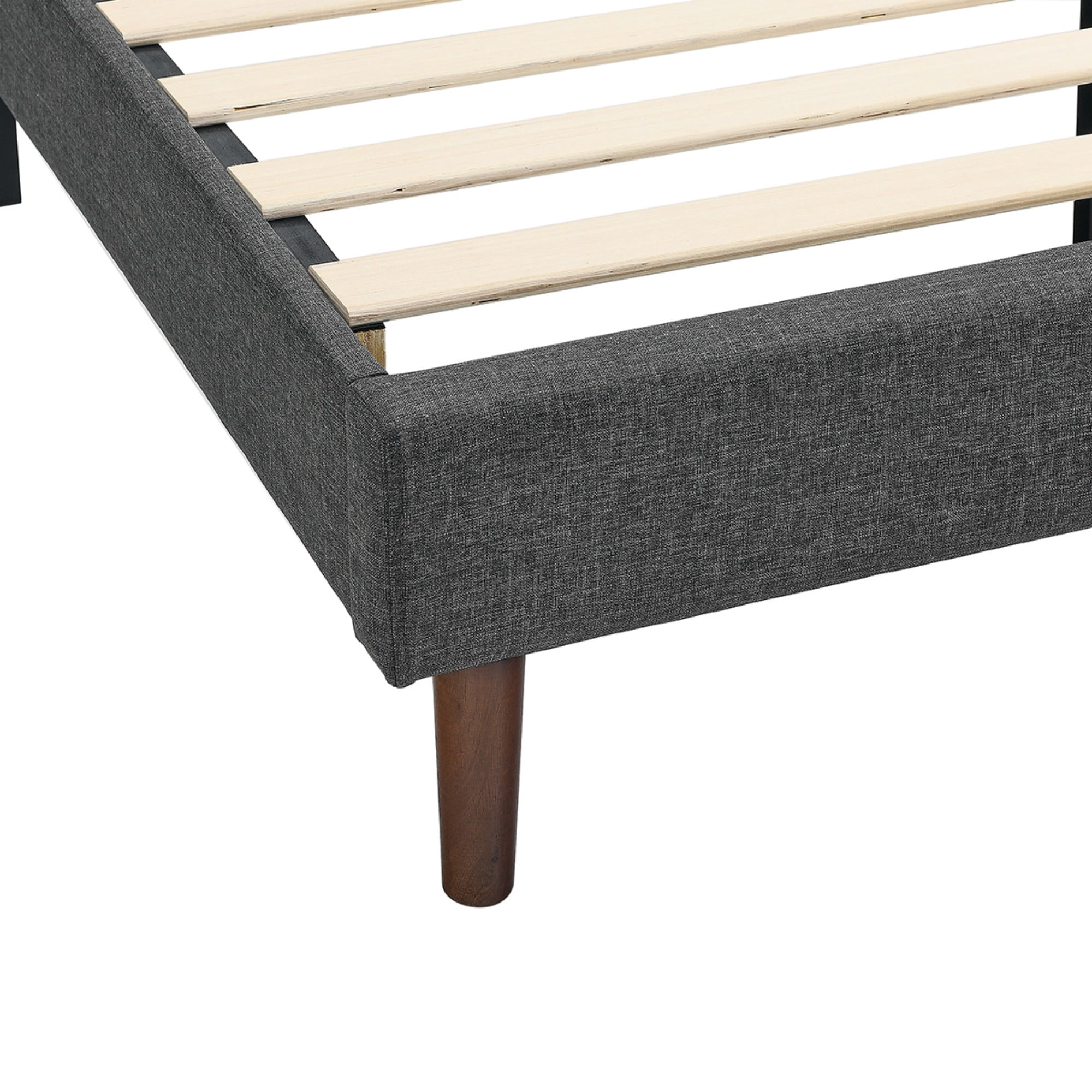 Gewnee King Size Upholstered Headboard Platform Bed Frame with Sturdy Wooden Strips for Support & Easy Installation,No Box Spring Required（Gray）