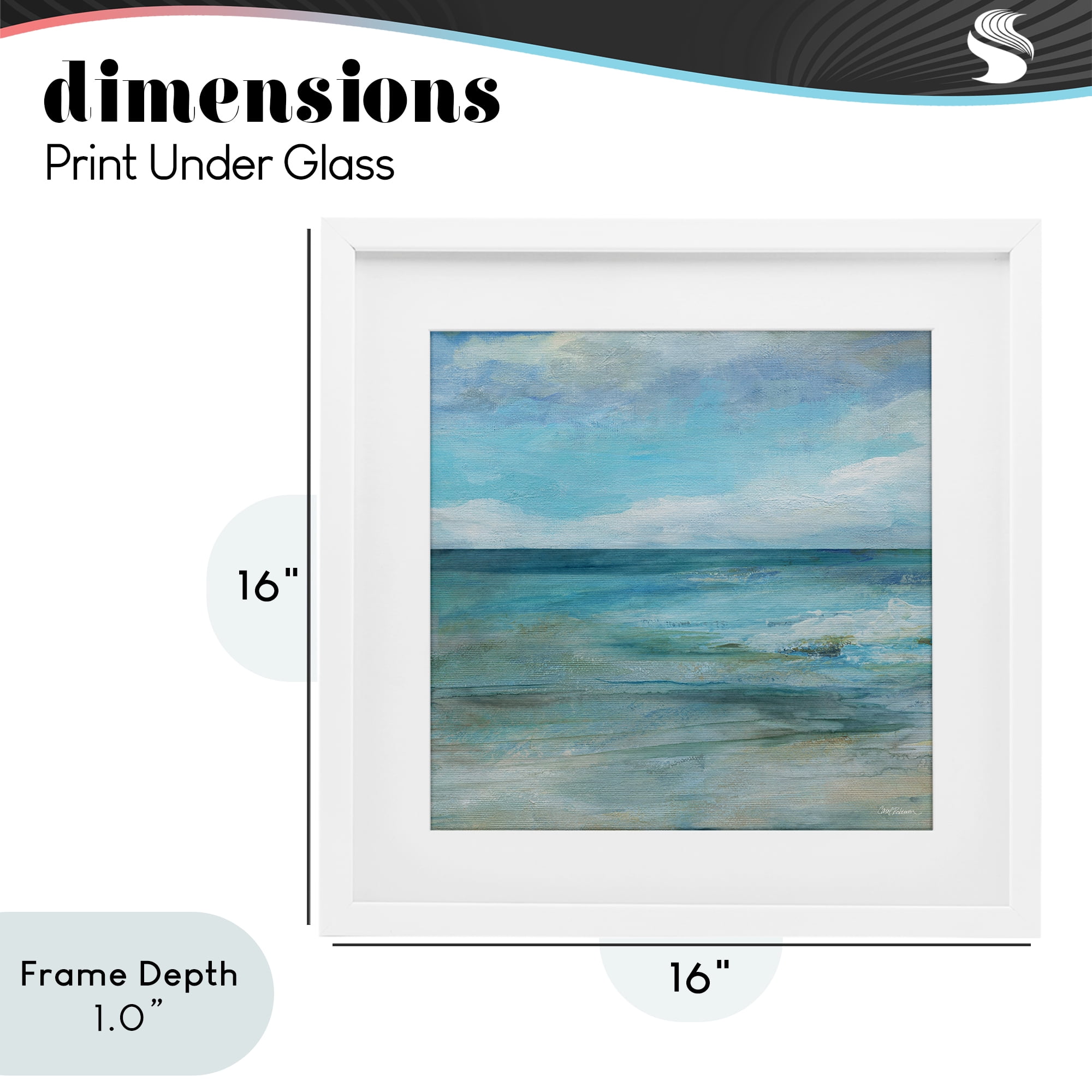 Stupell Industries Aqua Ocean Horizon Abstract White Framed Print Under Glass, design by Carol Robinson