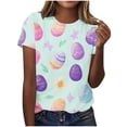 thumbnail image 2 of Warop T-Shirt Décontracté pour Femme à Enfiler avec Imprimé de Pâques, Col Rond et Manches Courtes pour Usage Quotidien et Occasions des Fêtes, 2 of 5