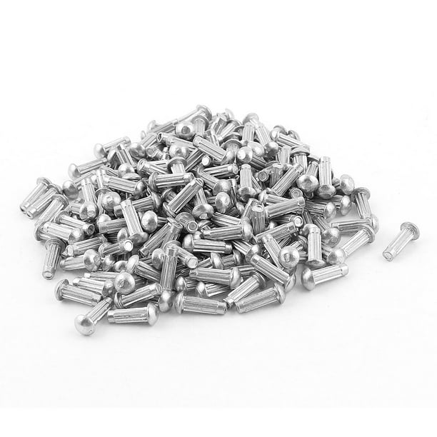 200 Pcs 1/8" x 25/64" Aluminium Round Head Solid Rivets Knurled Shanks