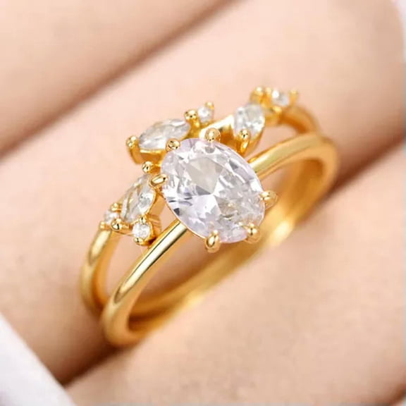 K-KED Charm Wedding Party Women Gold plated Ring Cubic Zirconia Delicate Jewelry Sz 6-10-8