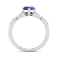 thumbnail image 3 of SuperJeweler 1 Carat Heart Shape Amethyst and Diamond Claddagh Ring In Sterling Silver For Women, 3 of 6