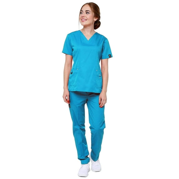 Women's 11 Pocket Stretch Slim Fit Uniform Scrubs - Style ST408