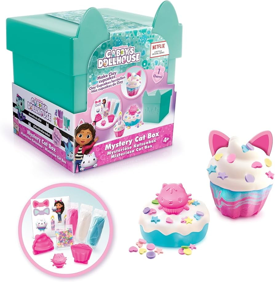 Gabby's Dollhouse Mini Cat Box Sensory Kit Cakey Cat Clay Cupcakes