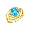 thumbnail image 1 of RYLOS Bagues pour Femmes Bague en Or Jaune 14K XOXO Câlins et Baisers Bague Pierre Précieuse 9x7 mm et Diamant Topaze Bleue de Décembre Bijoux pour Femmes Taille 7, 1 of 7