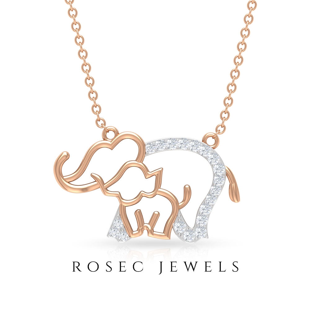 Cute Diamond Elephant Necklace for 