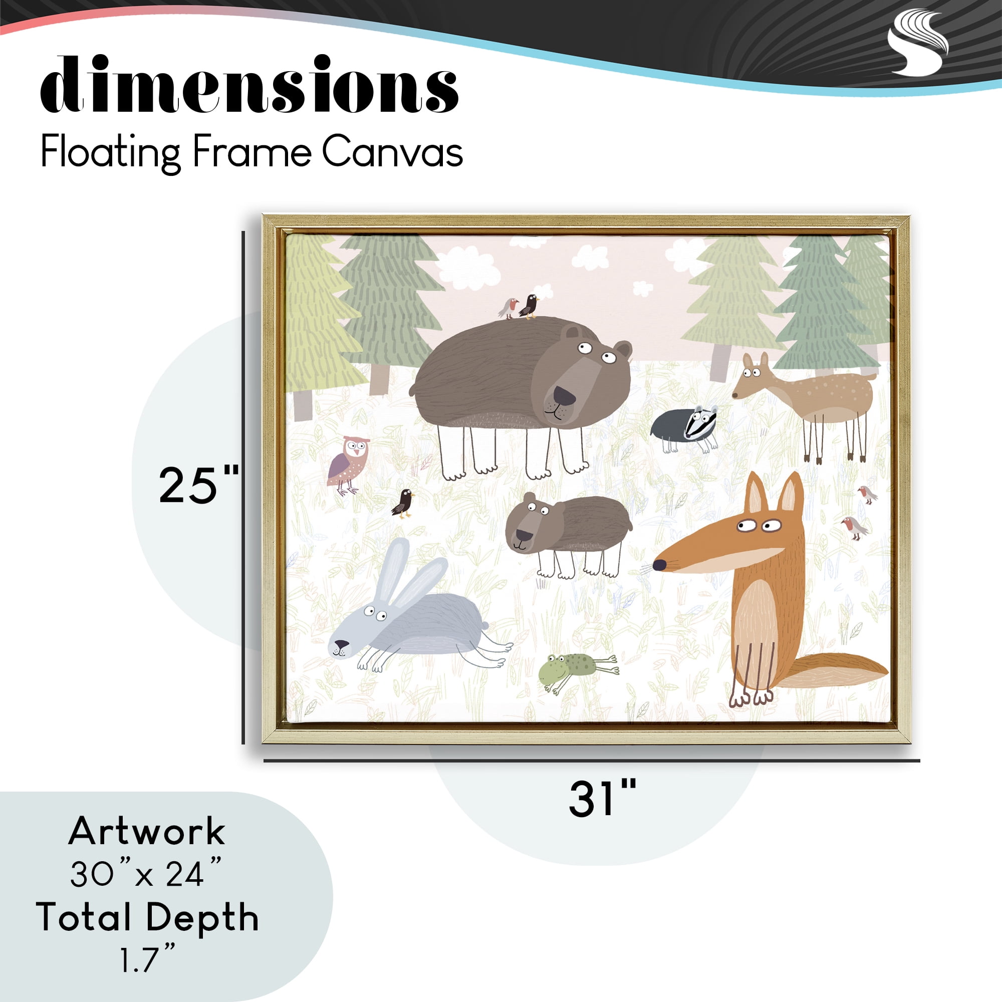 Stupell Industries Forest Animals Out and About Gold Framed Floater Canvas Wall Art, design by Carla Daly