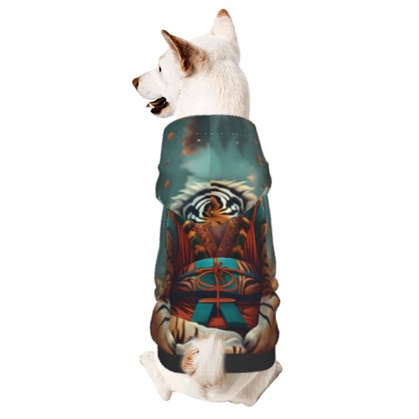 Fotbe Pond Meditating Tiger Sudadera con Estampado para Perros Pequeños – Suéter con Capucha para Mascotas, Tela Suave de Forro Polar con Bolsillo-X-Large