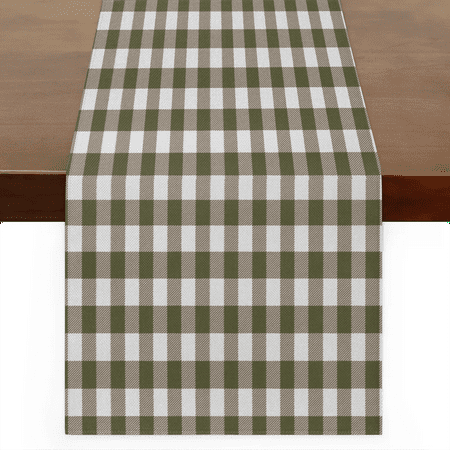 

Qzaxky Table Runner Boho Table Runner Checkered Green Bohemian Boho Outdoor Table Runner Decoration for Indoor Outdoor Home Dinner Party Wedding Decor 13 x 48 Inch