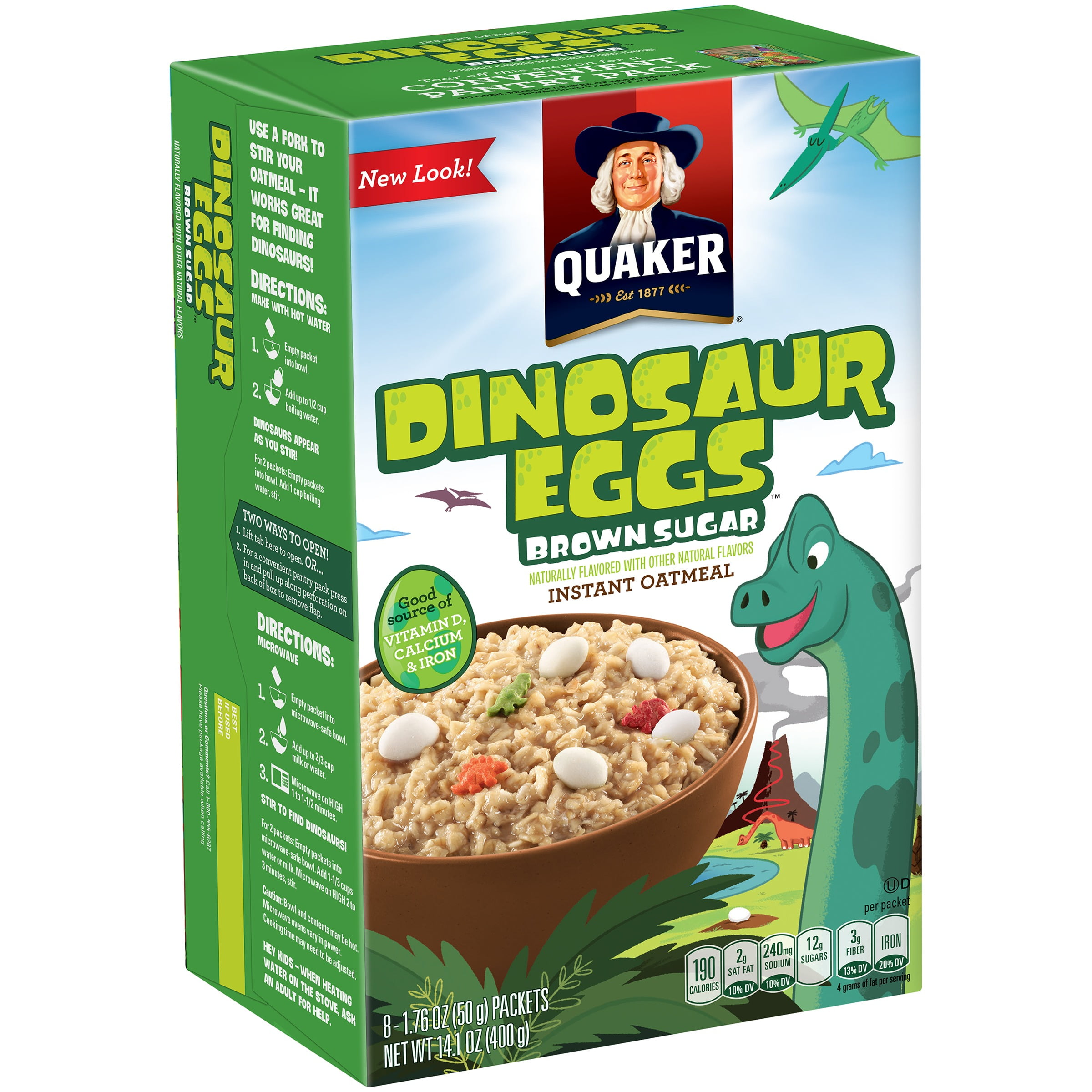 Quaker Instant Oatmeal, Brown Sugar Dinosaur Eggs, 8 Packets