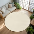 thumbnail image 3 of Cream 7ft Round Rug, Farmhouse Solid Beige Color Modern Art Non-Skid Rubber Backing Large Area Rugs - Living Room Bedroom Home Office, Indoor Floor Mat Carpets Washable Rug, 3 of 9