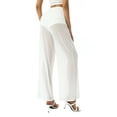 thumbnail image 5 of Women See Through Wide Leg Cover Up Pants High Waist Sheer Mesh Pants Swimsuit Palazzo Beach Pants, 5 of 7