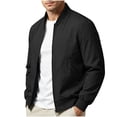 thumbnail image 3 of Danhjin Men's Casual Jackets Zip up Long Sleeve Stand Collar Fall Winter Outerwear Solid Color Comfy Fashion Coats, 3 of 10
