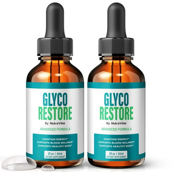 (2 Pack) Glyco Restore Drops – Daily Liquid Formula with a Clean, Natural Blend to Support Natural Flow, Balanced Levels & Healthy Circulation | Convenient for Consistent Use (60 Servings)