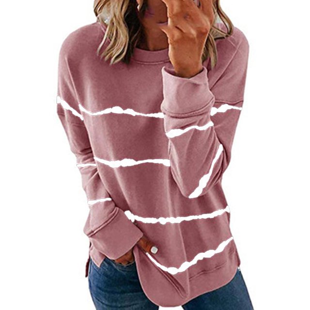 Pntutb moda mujer cuello redondo manga larga camiseta otoño estampado blusa suelta tops Pntutb Pntutb-4497