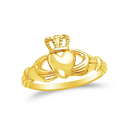 - 14k Yellow Gold Claddagh Ring , Size 7