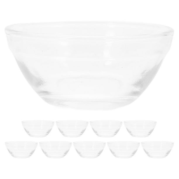 10 tazones de postre de vidrio apilables, mini tazones de preparación, platos pequeños para servir, plato transparente para ingredientes de helado, salsas y especias