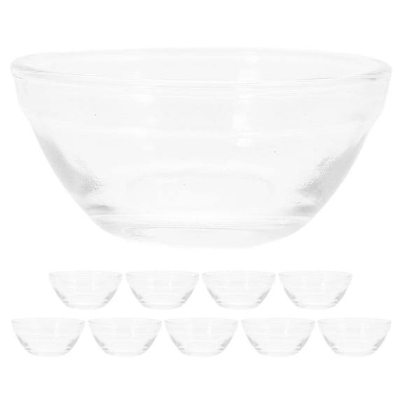 ibasenice Set of 10 Clear Stackable Glass Dessert Bowls - Small Serving Dishes for Ice Cream, Sauces, Snacks, and More