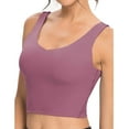 thumbnail image 3 of YODETEY Womens Plus Size Bras,Fashion Leeveless Vest Ladies Chest Pad Movement Short Tank Tops/Purple L, 3 of 6