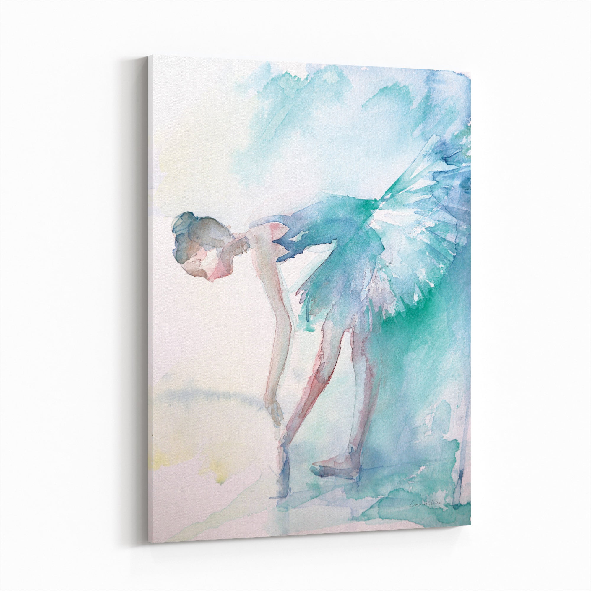 Young Ballerina Stretching with Blue Vintage Ballet Poster 24 x 35 
