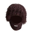 thumbnail image 2 of Gorro de punto con barba, gorro cálido, gorro de invierno para el frío, resistente al viento, gorro de punto para disfraz. Marrón, 2 of 9