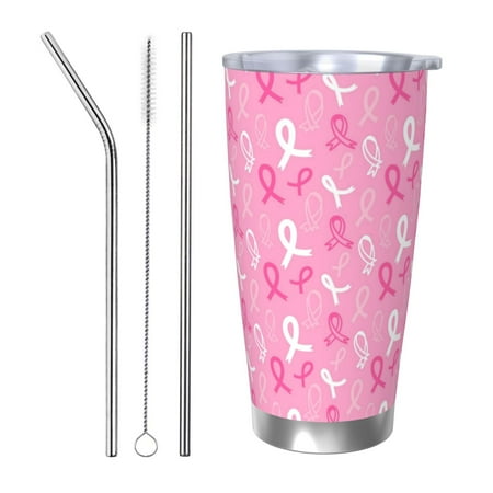 

Ocsxa Breast Cancer Awareness (3) Pattern 20oz Travel Coffee Mug with Flip Lid Stainless Steel Insulated Insulated Coffee Mug Thermal Cup with Splash Proof Sliding Lid-Straw Three-piece Set
