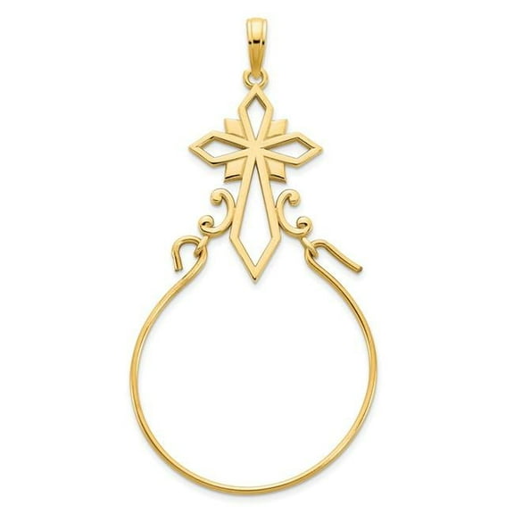 Finest Gold 14K Fancy Cross Charm Holder Pendant