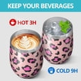 thumbnail image 4 of Leopard Print 12oz Stainless Steel Insulated Wine Tumbler with Lid and Straw – Double Wall Vacuum Mug for Hot & Cold Drinks, 304 Steel Interior, Sweat-Free Design, 4 of 5