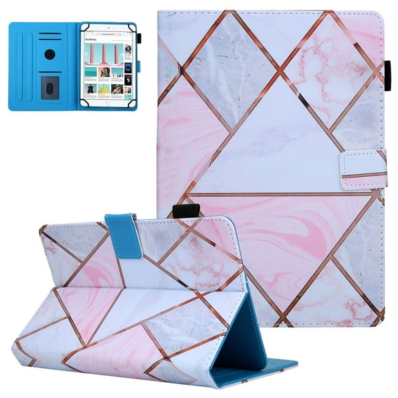 Universal 7.0" Tablet Case, Allytech Slim-Fit PU Leather Multi-Angle Stand Folio Cover Fit All 6.5-7.5 inch Tablet (Kindle Oasis, Fire 7, Onn 7, RCA Voyager, Lenovo, Google),Pink Marble