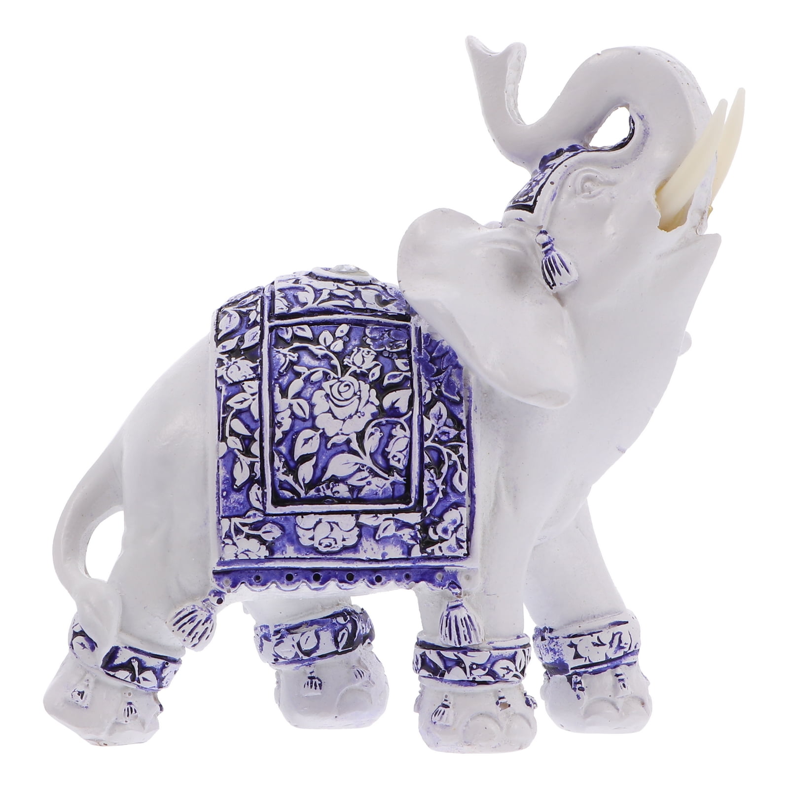 NEW Turkish Hand-Painted Ceramic Elephant Figurine Turqouise 5.75 Inch Trunk Up 