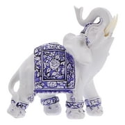 Blue Home Decor White Porcelain Elephant Vintage Animal Figurine Gifts Thai Statues Accessories Model Office