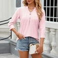 thumbnail image 3 of Women's Fashion Casual Spring And Summer New Solid Color Point Sleeve V Neck Casual Loose T Shirt Top Work Out Shirts Women Fall Tees for Women Womens Athletic Tee Tech Shirt Space Shirt T Shirt Women, 3 of 5