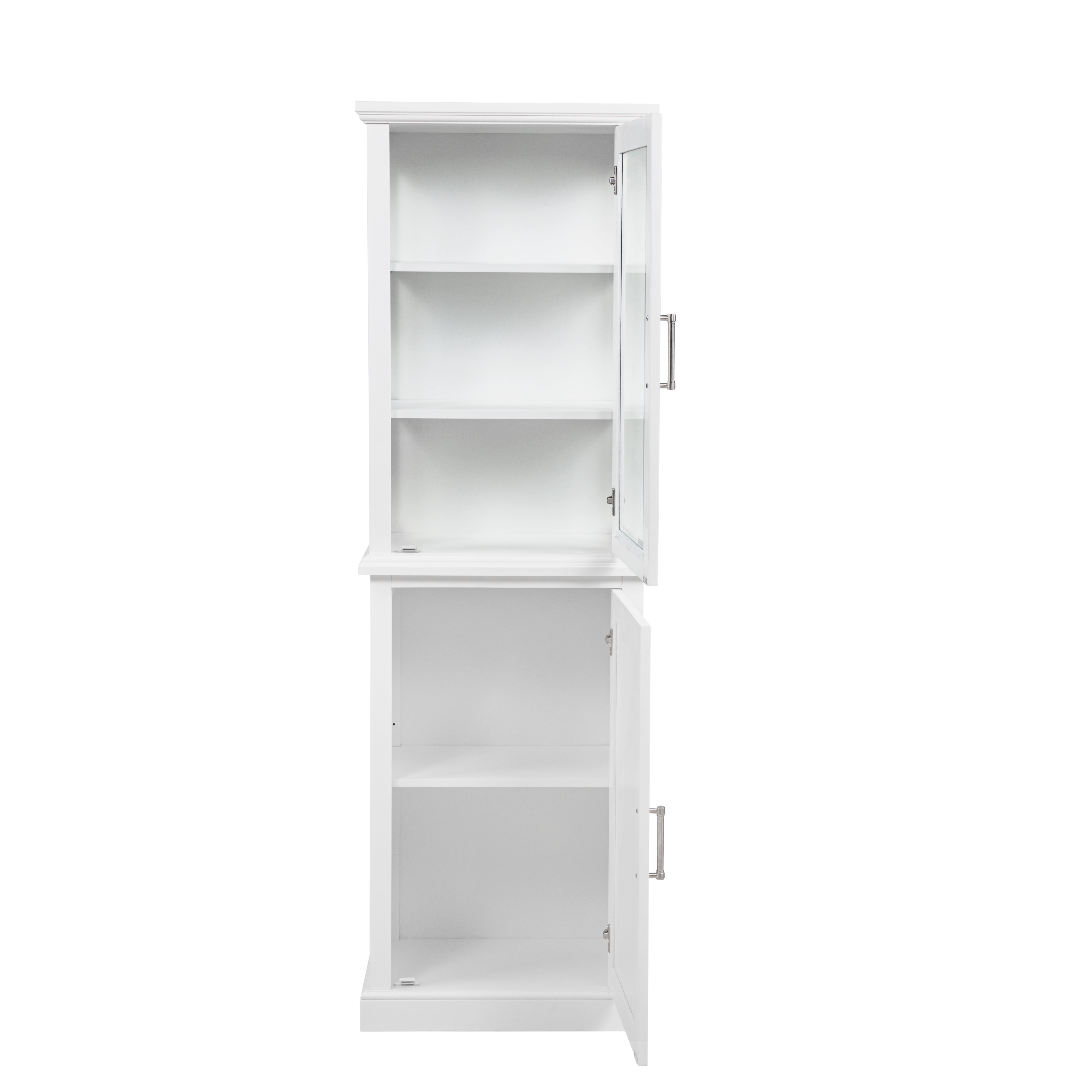 Linon Serenity Tall Two Door Bathroom Cabinet with Shelves, White