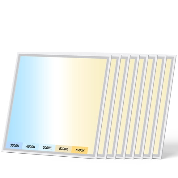 8 Pack 2x2 LED Flat Panel Light - Selectable 5 CCT 3000K-6500K & 5 Wattage 30-50W 5500Lm 0-10V Dimmable Ceiling Lights