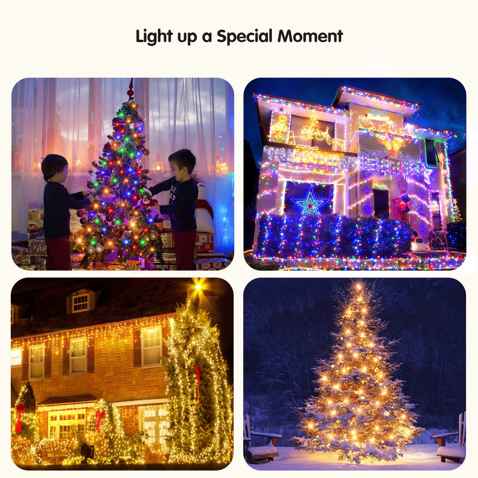 NITIDSKY 98ft 300 LED Christmas Lights Twinkle Christmas Tree String Lights Indoor Outdoor Decorations, Warm White