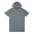 thumbnail image 3 of Mens Workout Hoodie Short Sleeve Athletic Shirt With Hood Sports Tank Tops (Grey XL), 3 of 4