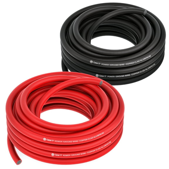 GearIT Primary Automotive 10 Gauge Wire for car Audio, Copper Clad Aluminum CCA - Power/Ground for Battery Cable, Electrical , Black/Red, 50ft Each